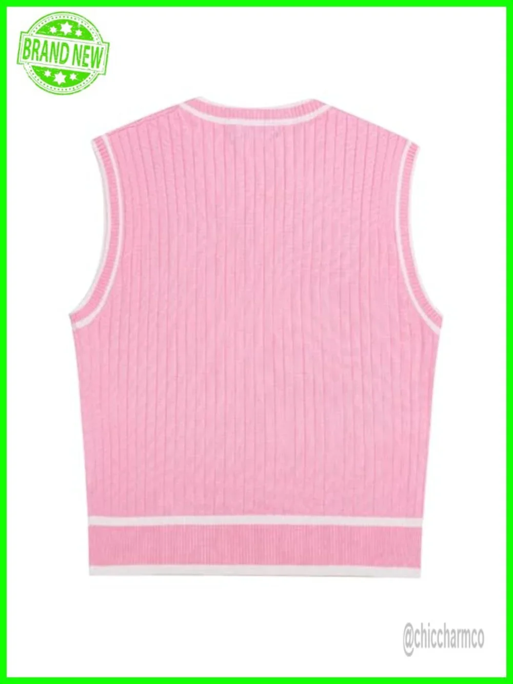 Women's V-Neck Sleeveless Cable Knit Sweater Vest